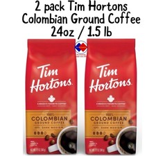 Tim Hortons Colombian Ground Coffee Dark Medium Roast 100 Arabica Coffee 2 Pack