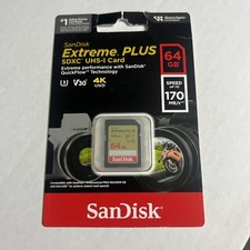 New SanDisk Extreme PLUS 64GB SDXC UHS-I Card SDSDXW2-064G-APCIN