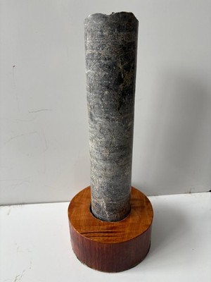 Nevada Gold Mine Drilled Stone Core Sample on Wood Base 12'' Tall on Wood Base