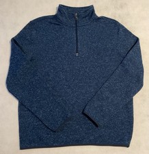 NAUTICA Men's Size Large Navy Seas Sweater Fleece 1/4 Zip Pullover NEW