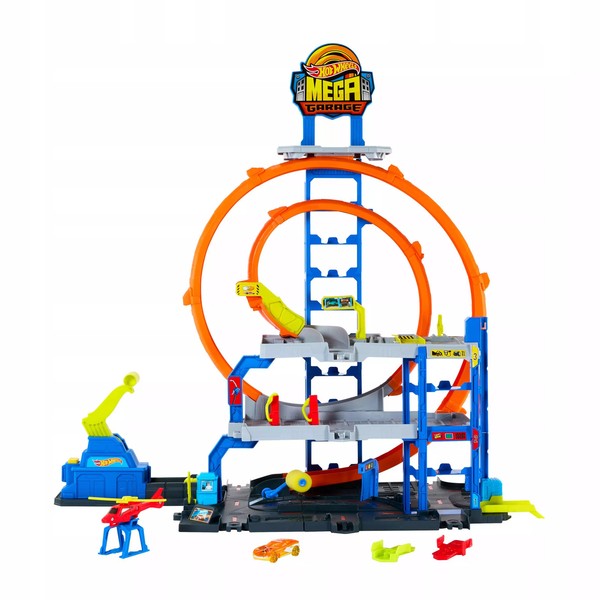 194735264162 HOT Wheels City Zestaw Mega GaraŻ Parking GigapęTla + Autko, Heliko-image