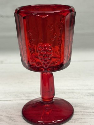 Vintage Westmoreland Wright Paneled Grape Ruby Wine Glass 4'' Collectible