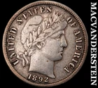 1892-S Barber Dime- Very Fine+- Scarce Key Date- No Reserve #J8932