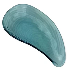 Annieglass Nautilus Ocean Blue Shell Platter Hand Blown Glass Signed & Numbered