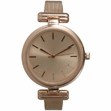 NEW Geneva 515143 Women's All Rose Gold Sunray Dial Classic Thin Mesh Band Watch