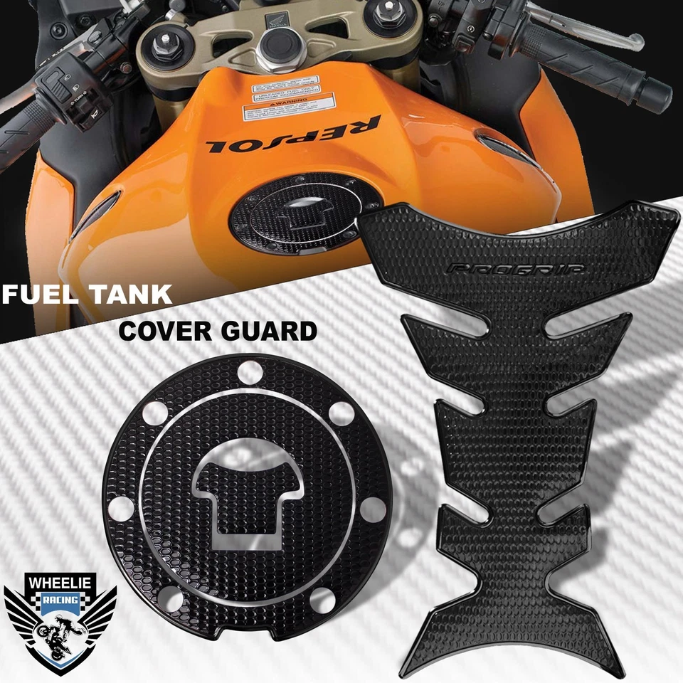 JUEGO DE ALMOHADILLA DE TANQUE DE COMBUSTIBLE PERFORADA NEGRA PRO GRIP + TAPA DE GAS 03-16 CBR-1000RR/600RR Foto 2 de 4