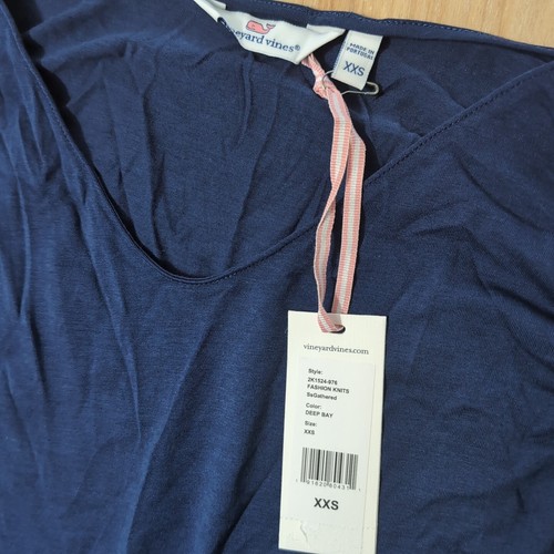 NEW Vineyard Vines Women's XXS Blue Cotton Lyocell Tee Ruffle Top Blue NEW $59 - Picture 2 of 6