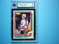 1986/87 O-PEE-CHEE NHL HOCKEY CARD #10 GREG ADAMS ROOKIE KSA 9 MINT 86/87 OPC