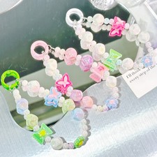 Mobile Phone Lanyard Hand-Beaded Bag Pendant Earphone Case Decoration Colorful -