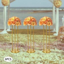 6 Pcs Columnar Gold Decorative Flower Stands Display Stand For Weddings 20*60cm