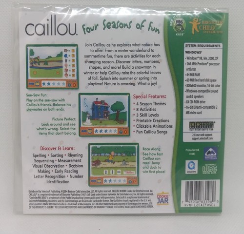 Caillou: Four Seasons of Fun * PC Windows XP / Vista / 7 / 8 / 10 * Nuovissimo - Foto 2 di 2