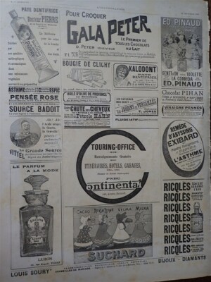CONTINENTAL Reifen + OMEGA + NESTLE + SUCHARD + LUBIN + PINAUD ILLUSTRATION 1907