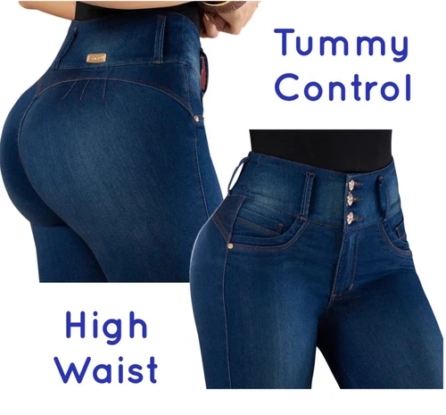 Levanta Cola Push Up Jeans Colombianos Butt Lifter Skinny Wide Waistband Denim
