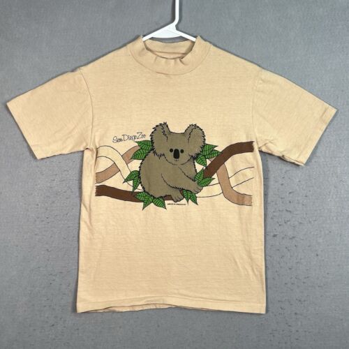 Vintage 1980 San Diego Zoo Koala Bear Animal T Shirt Adult Small Beige Mens