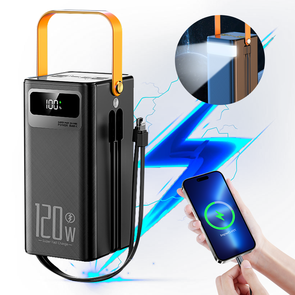 70000mAh 120W Portable Power Bank 4 USB LCD External Battery Super Fast Charging