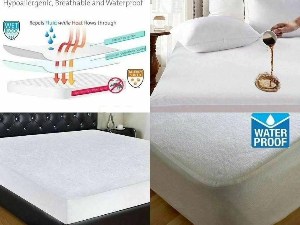 New Waterproof Terry Towel Mattress Protector Fitted Sheet Bed Cover All Sizes