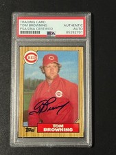 Tom Browning autograph signed 1987 Topps baseball card PSA SLAB Reds Deceased