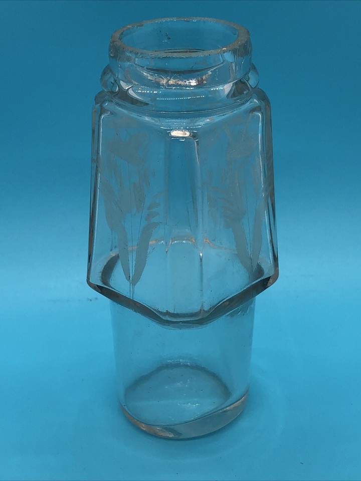 Antique Victorian Castor Cruet Condiment Bottle Etched Glass