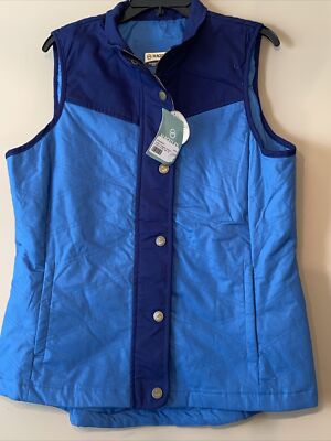 NWT Magellan Women's Size S Outdoors Campfire Quilted Vest Zip Snap Up Blue