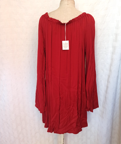 Damen Tunika Kleid C158T Größe 40,42,M Farbe Rot, Carmen Ausschnitt Italy - Bild 4 von 11