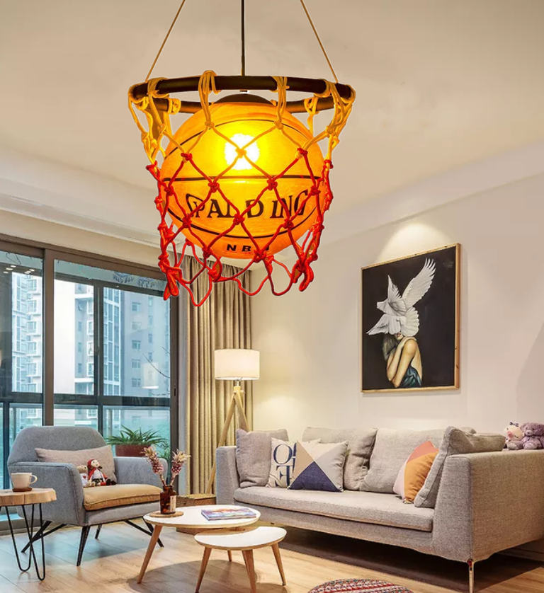 Retro creatieve basketbal hanglamp ronde bal sport thema kunst hangende lamp kinderen slaapkamer restaurant bar café decoratie verlichting E27