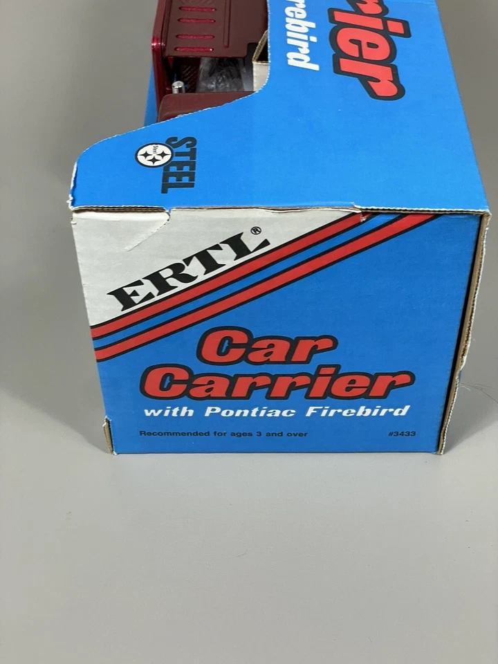 VTG New In Box! Ertl Pressed Steel Car Carrier With Pontiac Firebird - Image 3 of 4