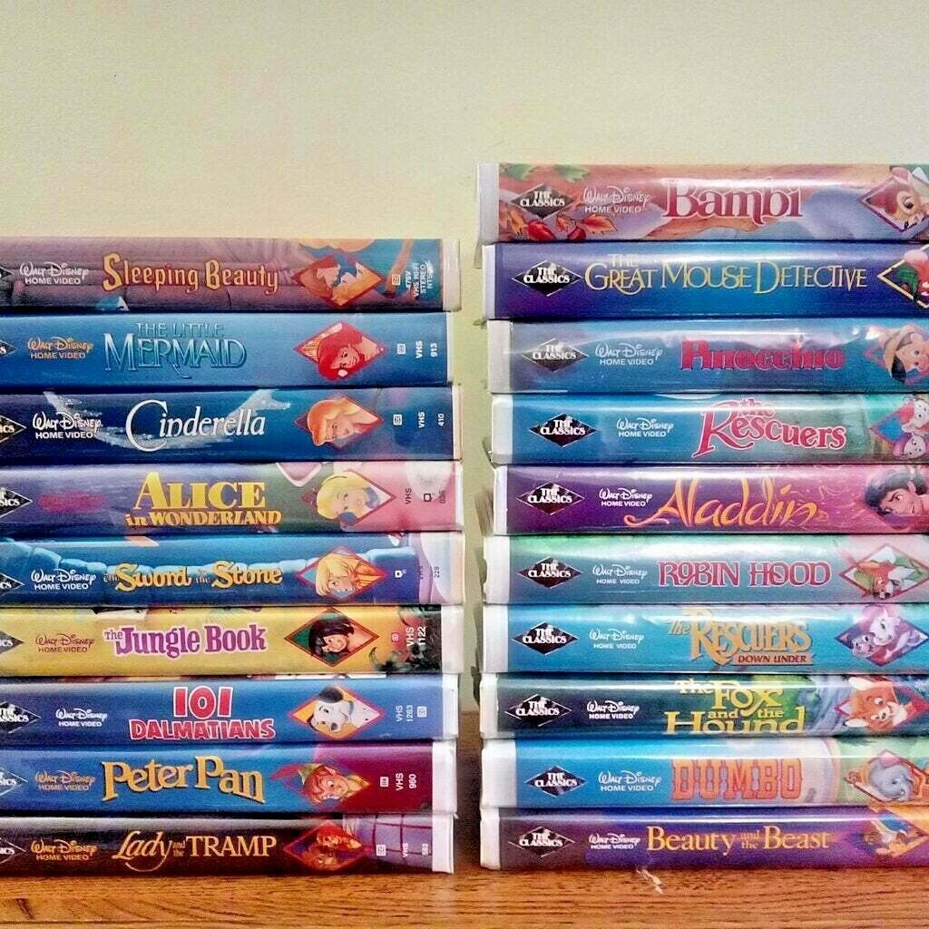 Disney Black Diamond VHS Lot of 19: Aladdin Pinocchio Little Mermaid Alice Lage prijs, hoge kwaliteit