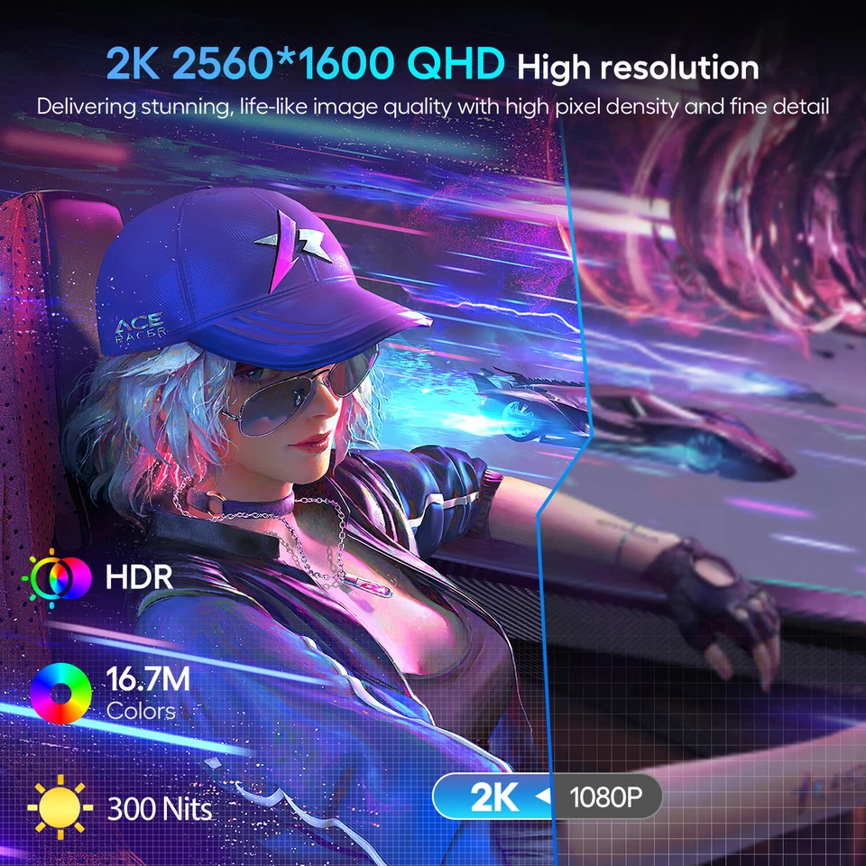 2K Portable Monitor 18,0 Zoll Tragbarer Mobiler IPS Bildschirm QHD 2560x1600 HDR - Bild 2 von 4