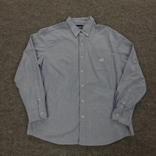 Chaps Shirt Mens XL Stretch Oxford Blue Button Up Long Sleeve Ralph Lauren Crest