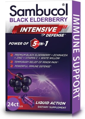 Sambucol 5-In-1 Intense Defense + Echinacea, Zinc, Vitamin C  24 count