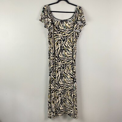 Attitudes by Renee Como Jersey Flutter Sleeve Maxi Dress Size 1XP Animal Print