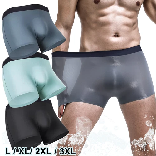 3 PIEZAS Hombres 3D-Bolsa Boxer Calzoncillos Anti-Rozaduras Ropa Interior Seda Hielo Transpirable - Imagen 1 de 38