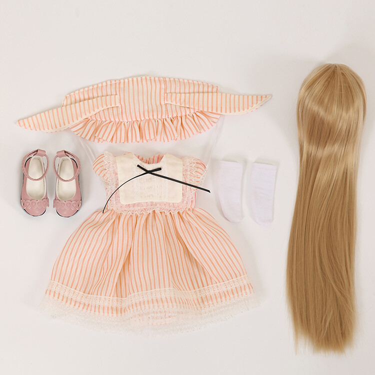 Nuovo vestito vestiti parrucca capelli scarpe per 1 4 BJD bambola RL Holiday Pony A