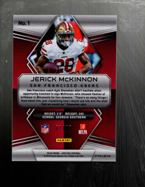 B4258- 2018 Panini Spectra #1 Jerick McKinnon /99 NM-MT #1 of 99