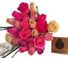 Deluxe Pink Blossoms Flower Bouquet. The Original Wooden Rose 2, 3 Dozen