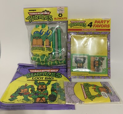 Vintage 1989 TMNT Birthday Party Supplies Blowouts Invitations