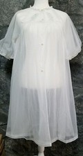 White Chiffon Night Peignoir Vintage Lorraine Small Bridal Lingerie Robe Gown