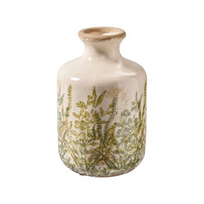 Vase Dekokrug Kanne Krug Blütenmuster Keramik Shabby Chic Landhaus Ø 12 cm grün
