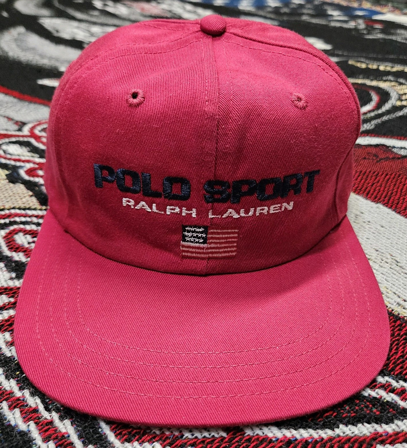 Vintage Polo Sport USA Made Strapback Adjustable Slouchy Hat