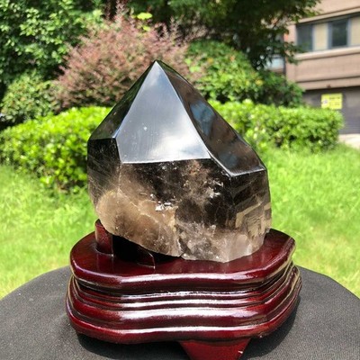 5.72LB Natural Smoky Quartz Crystal Mineral Specimen Reiki Healing+Stand