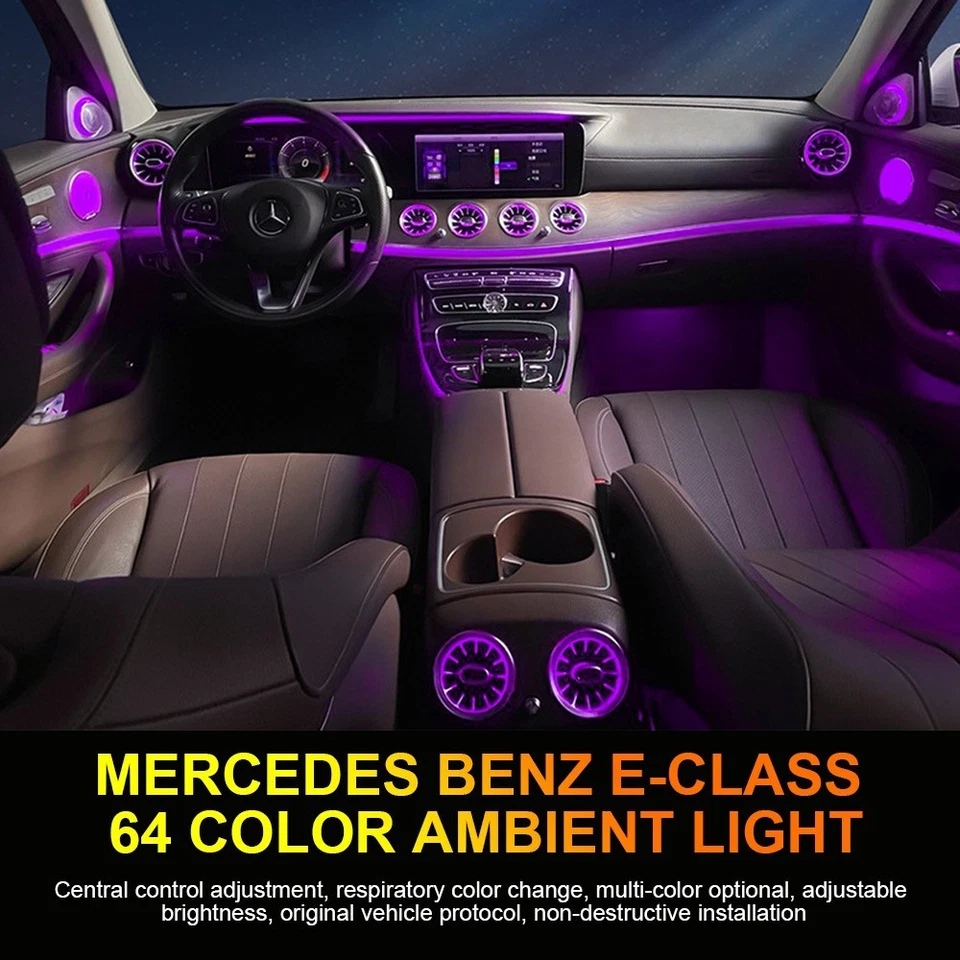 8PCS AC Vent Ambient Light For Mercedes Benz E-Class W213 2016-2023 64 Colors - Image 4 of 4