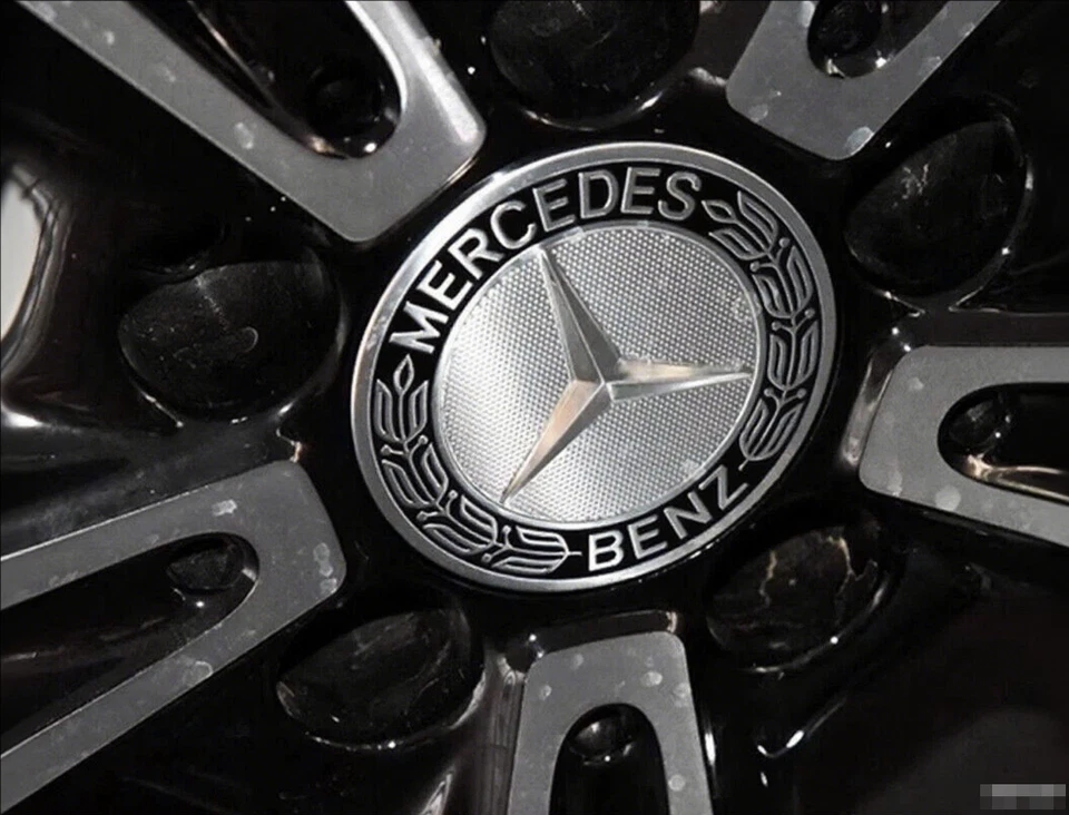 4X Tapacubos Centrales Emblema Llanta Negra Cubierta Cubierta Insignia Apta para Mercedes-Benz C350 Foto 4 de 4