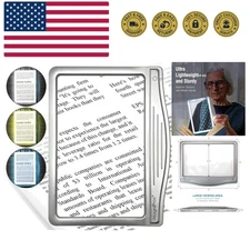 Patented 5X Large LED Page Magnifier for Reading | Eye Caring 3 Color Light M...