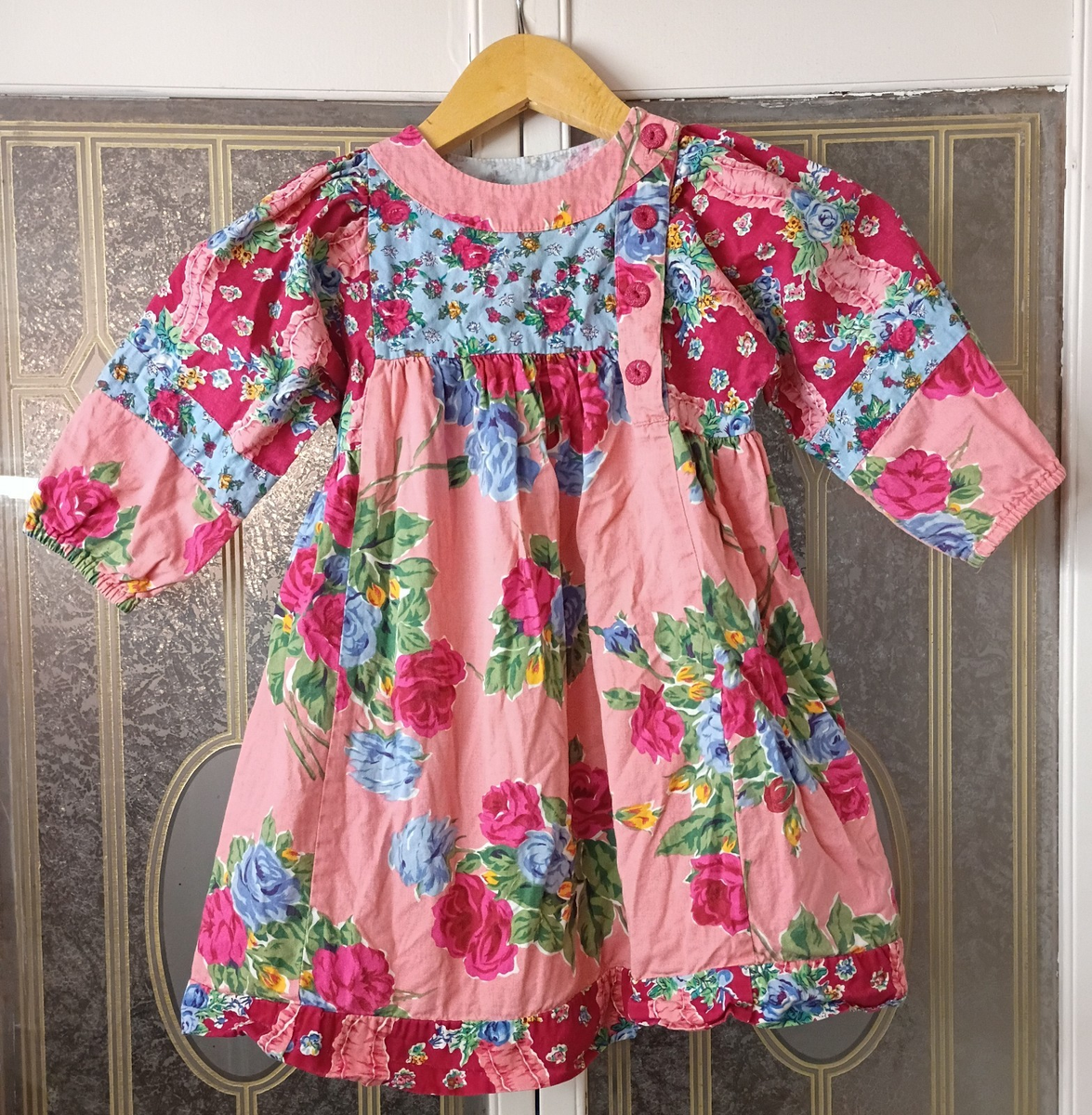 a line dress childrens SHEIN Young Girl Colorblock Bow Accent Cap Sleeve A-Line Dress, Round Neck  Cap Sleeve Dress, Fuchsia Dress,Kids
