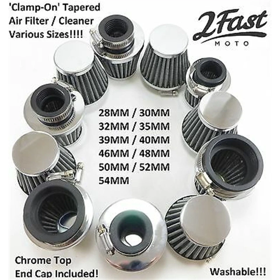 2FastMoto Clamp-On Round Tapered 39mm Chrome Mesh Air Filter Cleaner 23-5739 - Image 3 of 4