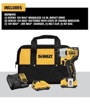 NEW DEWALT XTREME 12-volt max 1/4-in impact With 2 Batteriers Charger and Bag