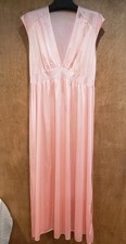 Vintage 1970s Vanity Fair Pink Nylon Maxi Nightgown Size 36