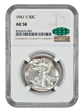 1941-S 50C NGC/CAC AU58 - Walking Liberty Half Dollar