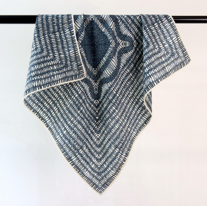 70% Cashmere 30% Silk 27'' Bandana Scarf Shawl Neckerchief line Print Wrap new