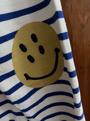 KAPITAL スマイル　スマイリー　刺繍 長袖シャツ Kapital Men's Smiley Striped Long Sleeve size 5 (M/L) made in